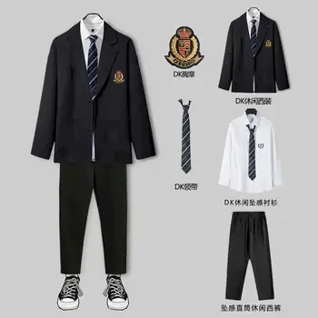 Bahar Sonbahar DK Takım Elbise Erkek Takım Elbise Kore Gevşek Öğrenci Jk Üniforma Sınıf Üniforma Kolej Setleri Rahat Ceket iş elbisesi Erkekler İçin