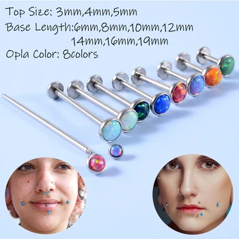 Cerrahi Çelik İçten Dişli Dudak Halkası 16G Opal Üst Kulak Tragus Helix Küpe Yanak piercing halkası Gamze Delinme Takı