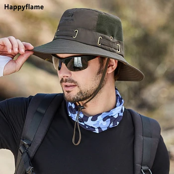 Erkek Kap Nefes Örgü Düz Renk Kova Şapka Boonie Şapka balıkçılık şapkası Kamp ve Yürüyüş Anti-Uv güneş şapkası Geniş Ağız Balıkçı Şapka