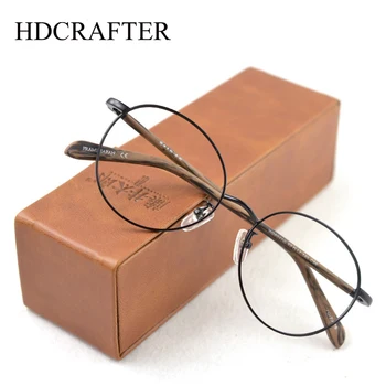 HDCRAFTER Vintage Lüks Yuvarlak Adam Metal Gözlük Çerçeve Erkekler Optik Miyopi Reçete Gözlük Çerçeve Kadın Okuma Gözlük