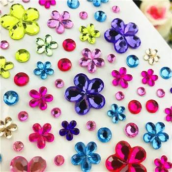 Kendinden Yapışkanlı Glitter Çiçek Kristal Taşlar Mücevher Elmas Etiket Taklidi Şerit Scrapbooking DIY Çıkartması Renk Rastgele Gönderilir