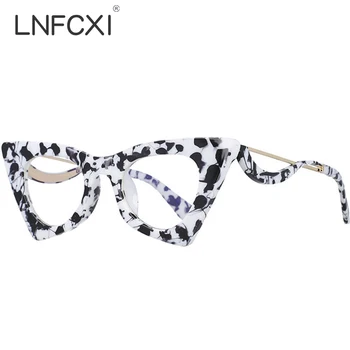 LNFCXI Kedi Gözü Kadın Optik Gözlük Reçete Lens Moda Küçük Çerçeveleri Kadınlar Şeffaf Gözlük Gözlük Çerçeveleri