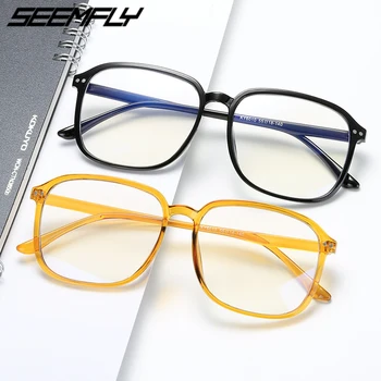 Seemfly bitmiş miyopi gözlük kadın erkek Ultralight Anti mavi ışık Nearsighed gözlük gözlüğü düz ayna Unisex gözlük