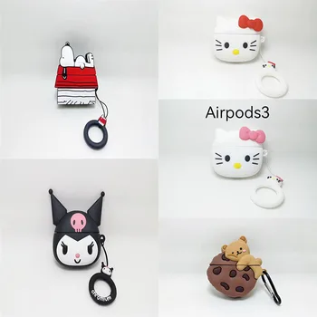 Snoopy Sanrio HelloKitty Kawaii Kuromi Karikatür Bluetooth kulaklık kutusu Airpods için 123 Pro Büyük Kafa Silikon Koruyucu Kılıf