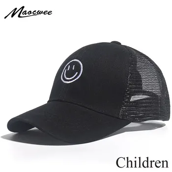 Yaz Çocuk beyzbol şapkası Gülen Yüz Nakış Güneş Kapaklar Erkek Bebek Kız Çocuk Spor Açık beyzbol şapkası s Sevimli Pamuk Şapkalar